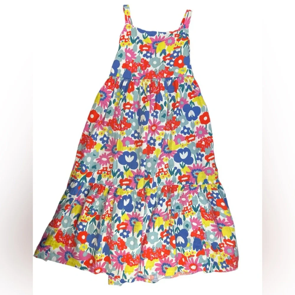 Hannah Andersson Colorful Floral Twirl Textured Muslin Cotton Summer Dress S8